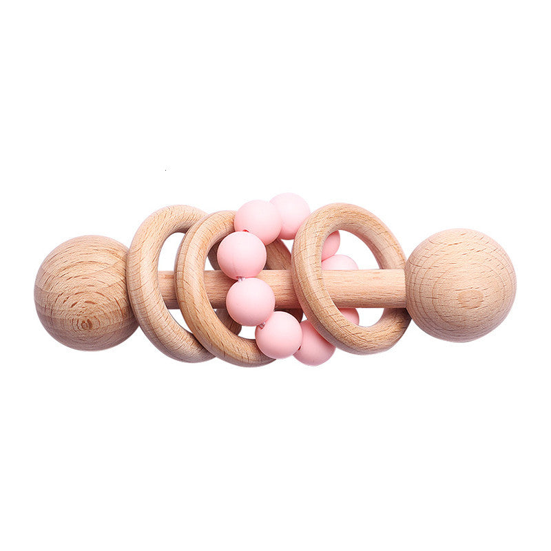 Natural beech wood rattle – Baby teething ring from birth (0+ months)