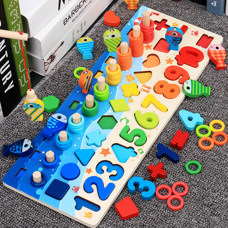 Educational Wooden Puzzle - Numbers & Shapes, Smart Early Learning Game for Toddlers