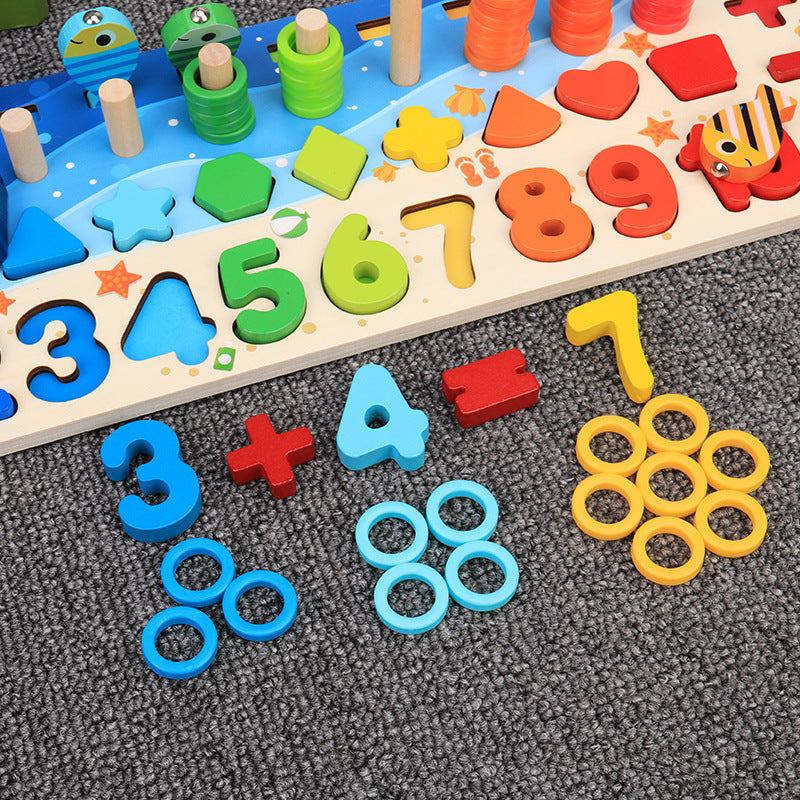 Educational Wooden Puzzle - Numbers & Shapes, Smart Early Learning Game for Toddlers