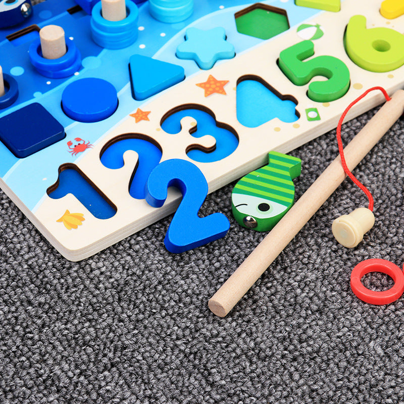 Educational Wooden Puzzle - Numbers & Shapes, Smart Early Learning Game for Toddlers