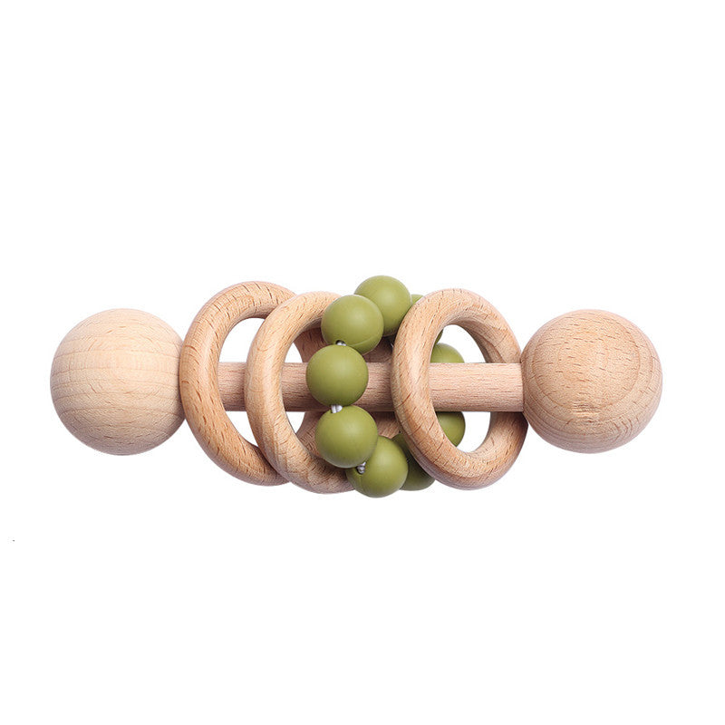 Natural beech wood rattle – Baby teething ring from birth (0+ months)