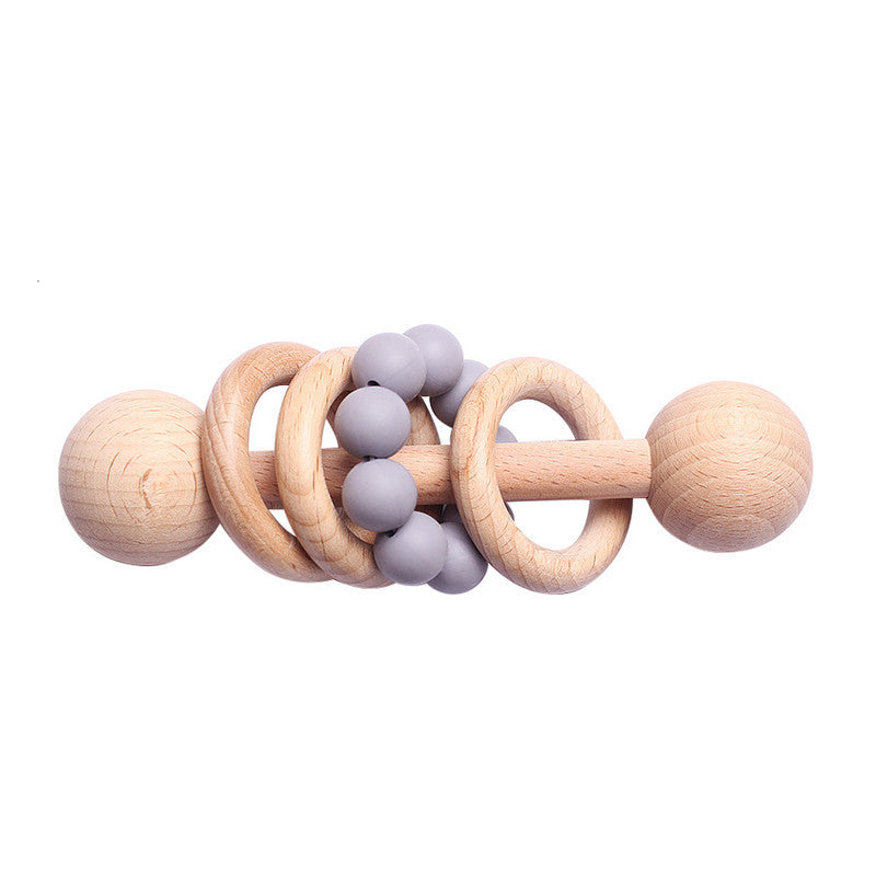Natural beech wood rattle – Baby teething ring from birth (0+ months)