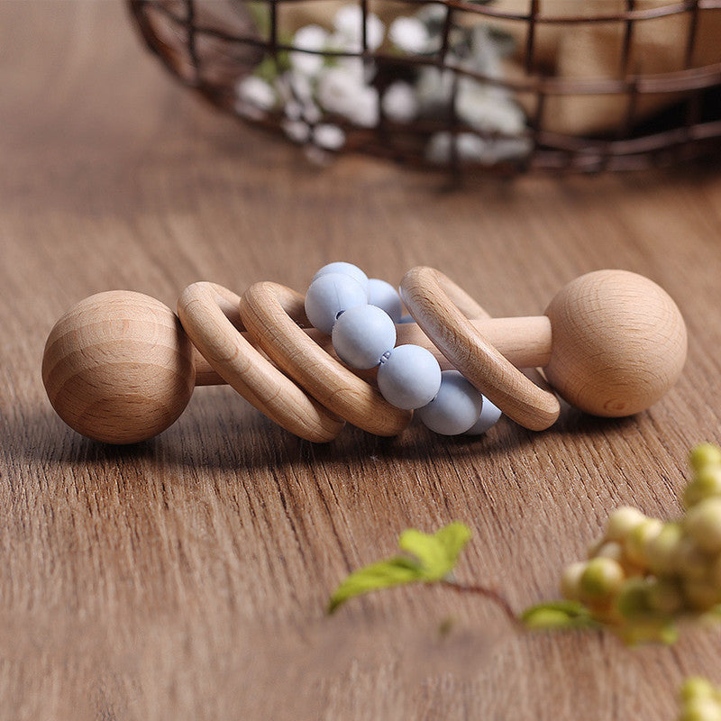 Natural beech wood rattle – Baby teething ring from birth (0+ months)