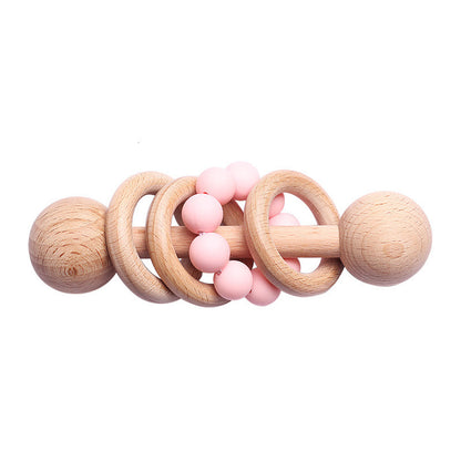 Natural beech wood rattle – Baby teething ring from birth (0+ months) 