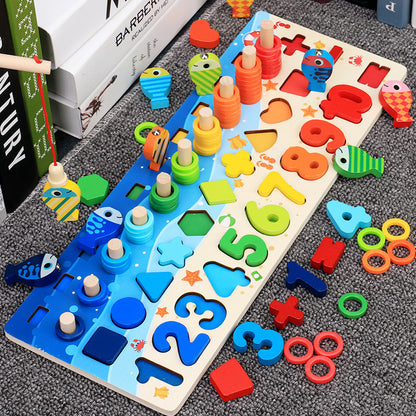 Educational Wooden Puzzle - Numbers &amp; Shapes, Smart Early Learning Game for Toddlers 