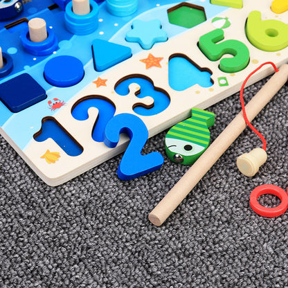 Educational Wooden Puzzle - Numbers &amp; Shapes, Smart Early Learning Game for Toddlers 