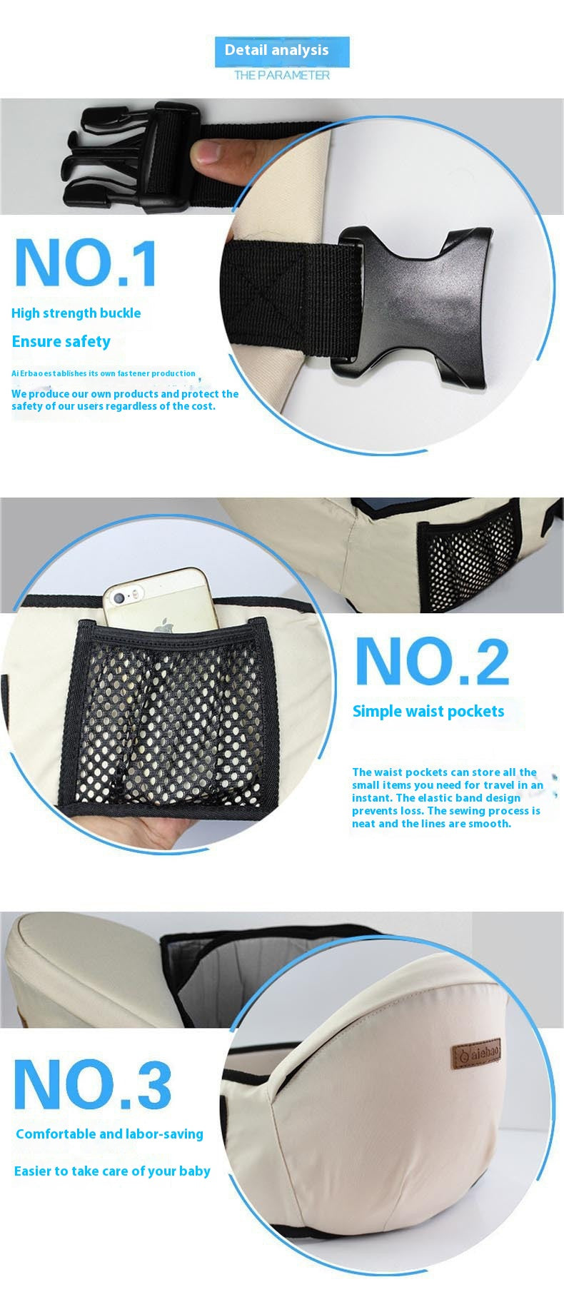 Ergonomic Baby Carrier Stool - Multifunctional Front Seat for Comfortable Carrying 