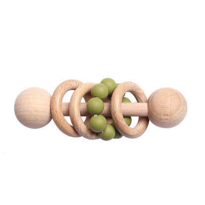 Natural beech wood rattle – Baby teething ring from birth (0+ months) 