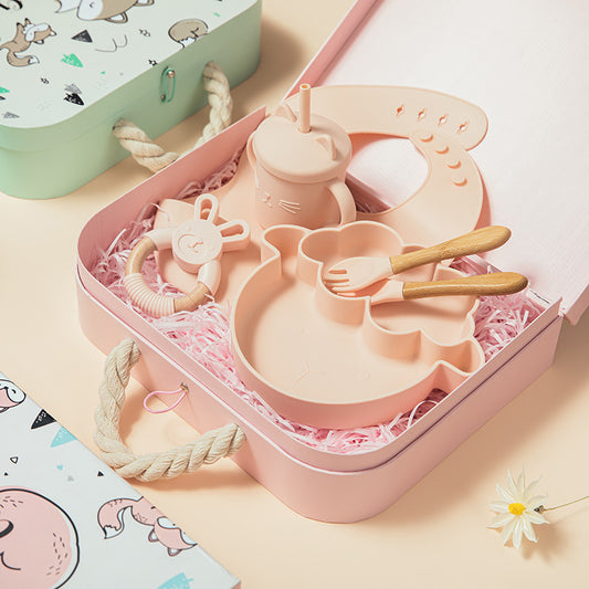 Set de vaisselle bébé en silicone – Complet, sécurisé et facile à nettoyer (6 mois +)